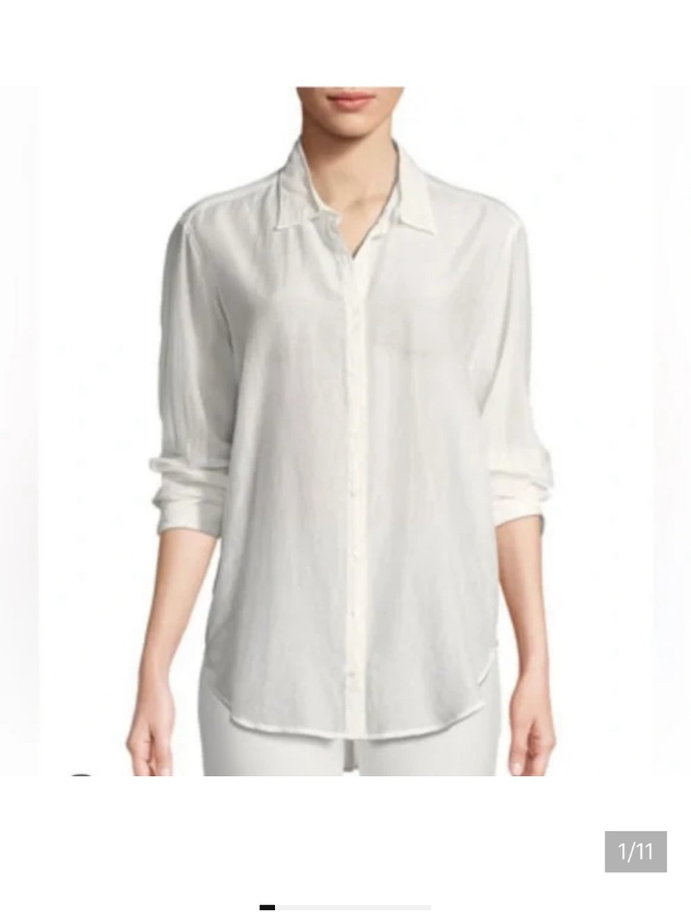 Womens Xirena Modern White Cotton Silk Button-Up Blouse Top S